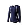 Anta Color Block Round Neck Long Sleeve One Piece Swimsuit Women Swimsuit Navy-Blue 1823531449-1
