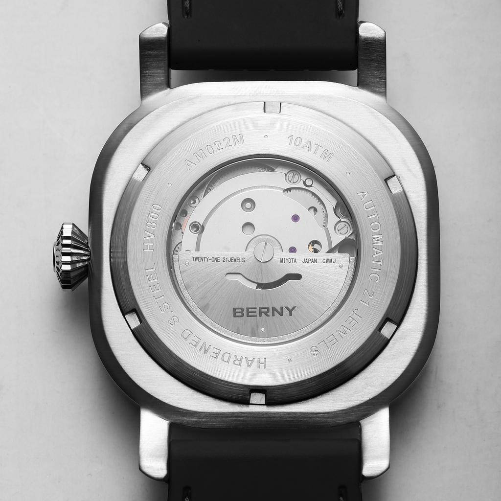 BERNY Мужские Дайверские Часы Автоматические Механические Мужские Часы Календарь Супер Светящиеся Сапфир 10ATM Водонепроницаемые Дайверские Наручные Часы