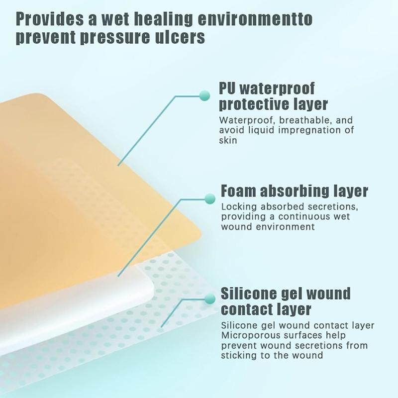 Silicone Foam Adhesive Dressing Wound Dressing Sterile Bedsore Healing Pad Patch Pressure Ulcer Pad For Bedridden Patients