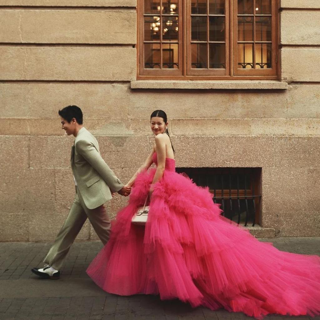 Свадебное платье новое тяжелая промышленность тревел-фотография невеста розовая пачка юбка торт