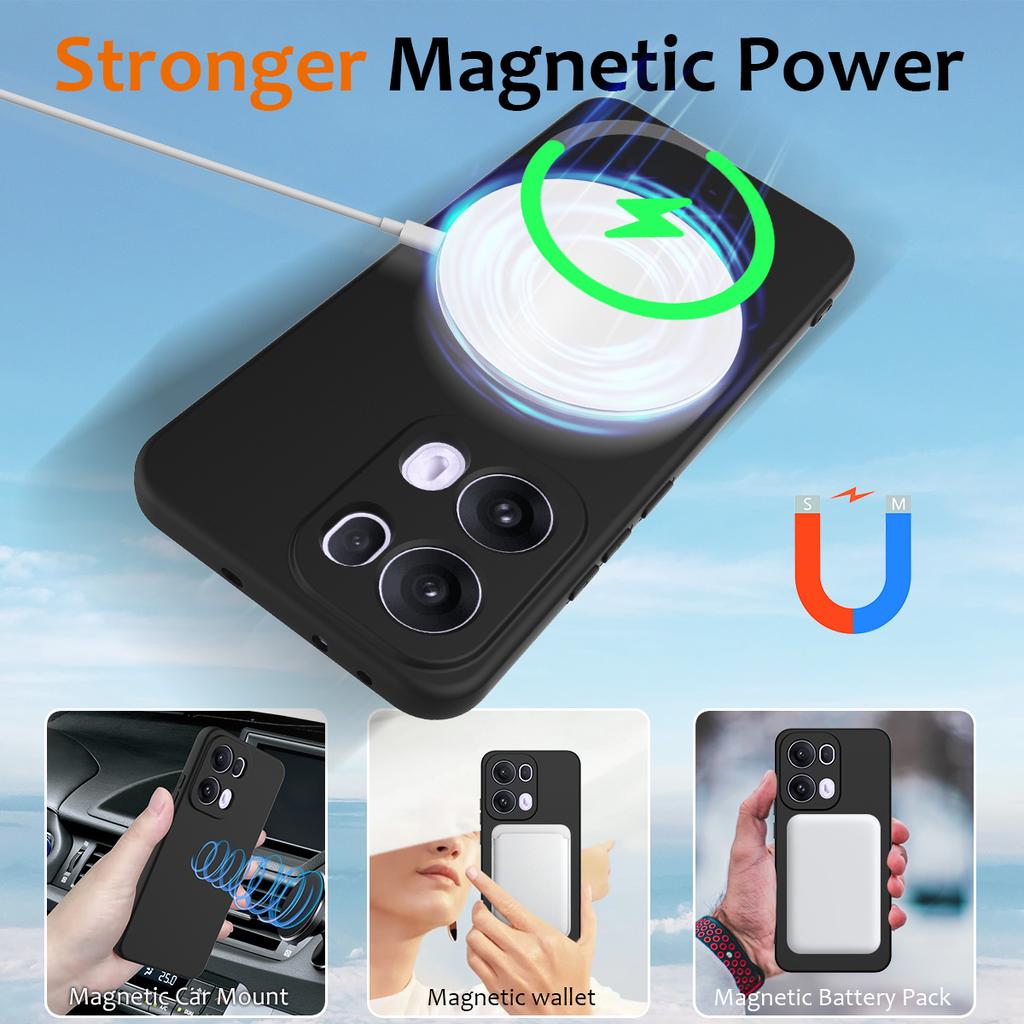 Для чехла Oppo Reno13 Pro 5G, совместимого с MagSafe, противоударного чехла для телефона из жидкого силикона