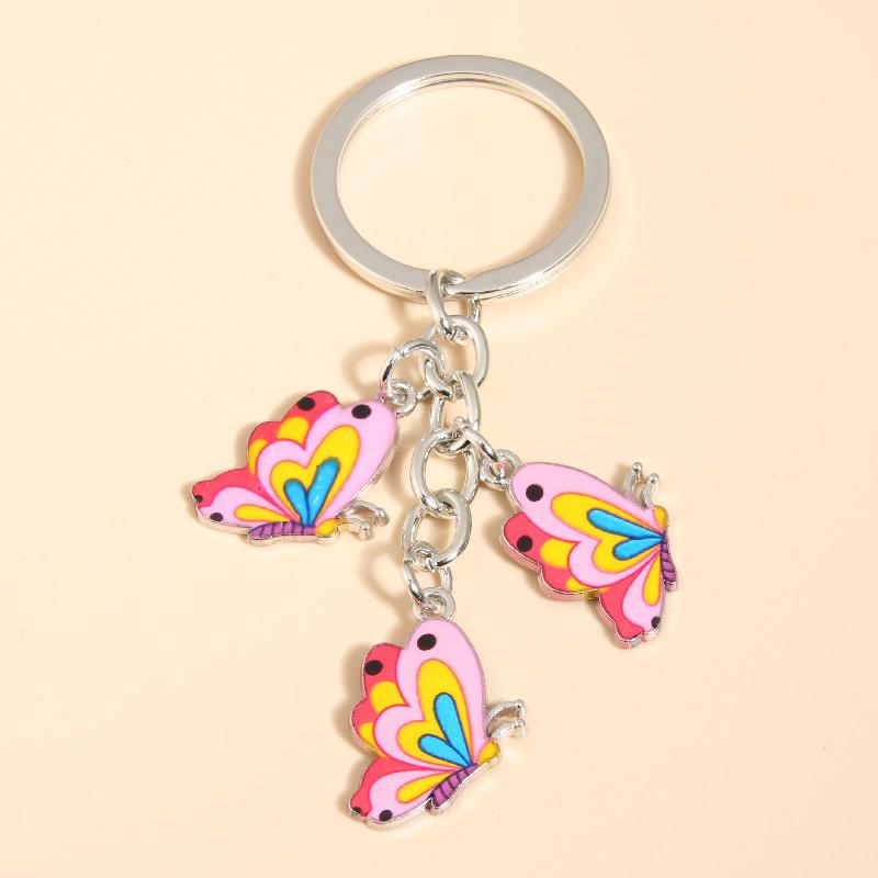 Cute Colorful Butterfly Enamel Flying Animals Key Chains For Women Girls Accessorie Handmade Jewelry Bag Charm