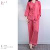 Yes Family Tencel Summer Open Size Red Women's 100% Double-Layered Pajamas, 3/4 Sleeves, Sleepwear, Front, Roomwear, L,