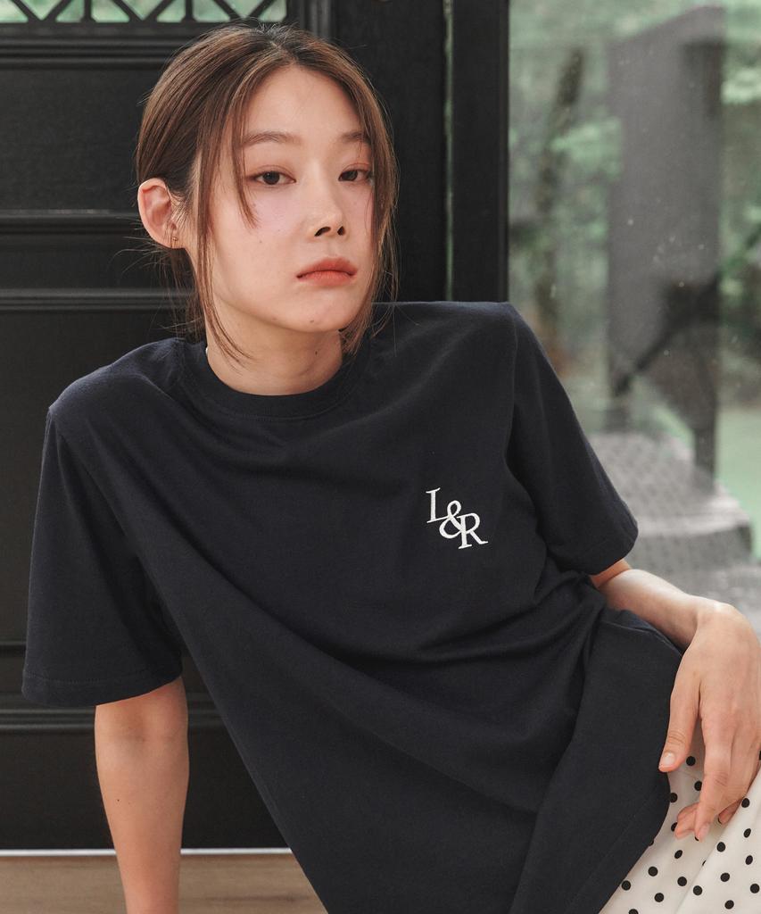 LOSSYROW Signature Logo Half-Sleeve T-Shirt [Navy]