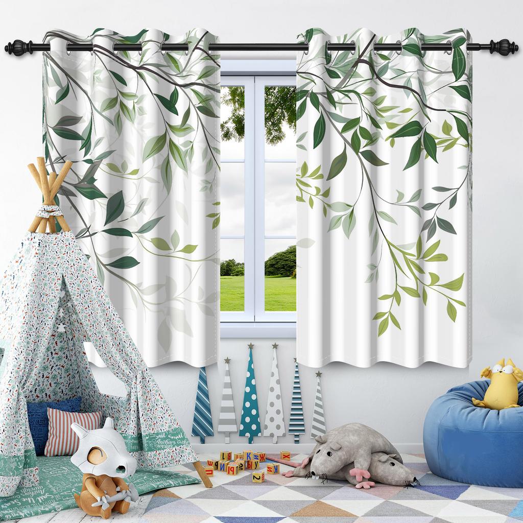 Зеленые Растения Листья Оконная Занавеска Спальня Гостиная Блэкаут Занавеска Современное Украшение Дома Теплоизоляция Шумоподавление