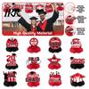Waterproof Graduation Decorations 12Pcs 2026 Honeycomb Decor 3D Centerpieces for Commencement Party Red & Stars And Badges Black Theme