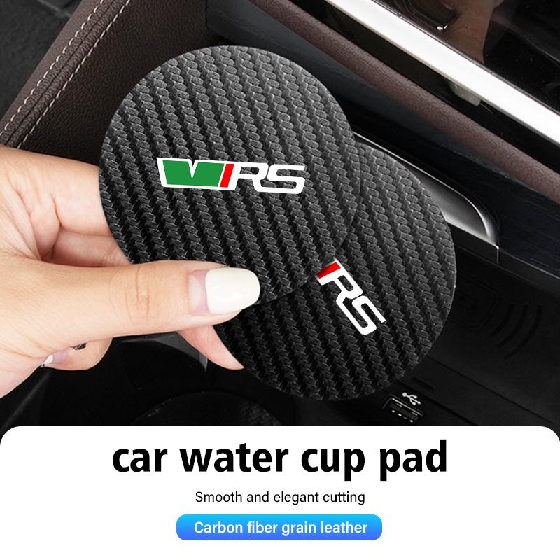 DAYB7 2pcs Car Coaster Water Cup Bottle Holder Mat Anti-Slip Pad For Skoda VRS Octavia 2 3 Kamiq MK3 Kodiaq Karoq Superb Fabia