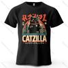 cotton t-shirt Catzilla Funny Printed Men's T-Shirt 100% Cotton Oversized Trendy Graphic Tees for Women Tops Tees Streetwear
