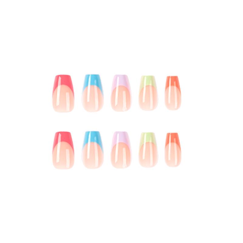 Wearable French Nail Tips: Five Color Finished Manicure Stickers Set