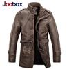 Мужская кожаная куртка JOOBOX, приталенная, с воротником-стойкой, средней длины, ветровка из стираной мотоциклетной кожи и бархата