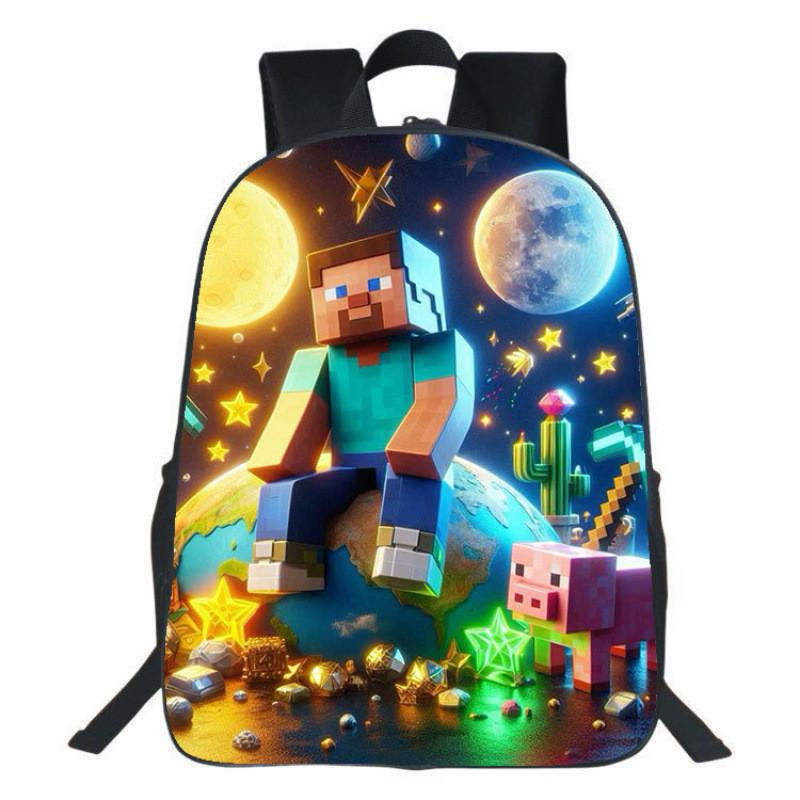 Рюкзак Minecraft для детей с принтом, нейлоновый школьный рюкзак с мягкими лямками для учеников начальной школы