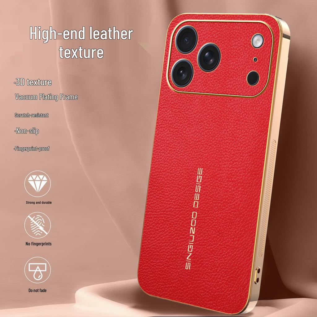 Чехол Apple 17 Pro Max с рисунком личи, гальванизированный, ударопрочный, для iPhone 16 Pro, 15, 14