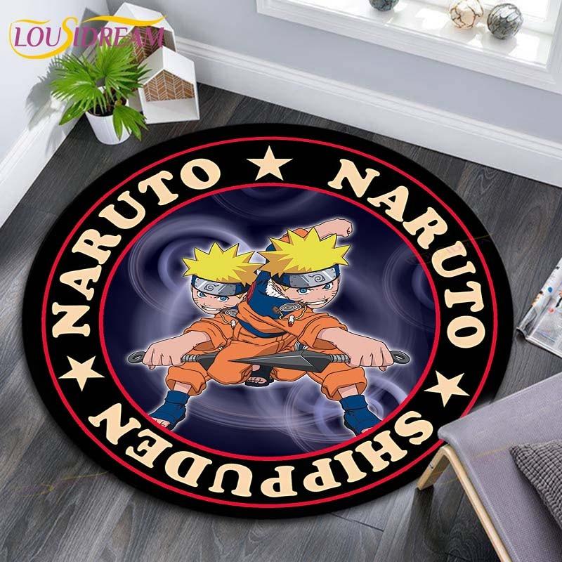 Круглые коврики с рисунком Наруто, геометрические противоскользящие напольные коврики для гостиной, декор для комнаты, домашние коврики, коврик для игр в стиле Наруто, детский коврик