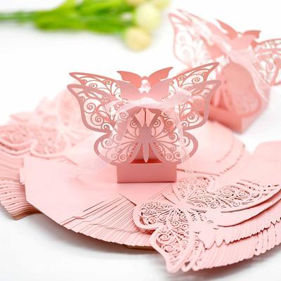 50/100 шт. подарочные коробки с бабочками, оптовая продажа, упаковка конфет с лентами для детского душа, товары для свадьбы, дня рождения, вечеринки