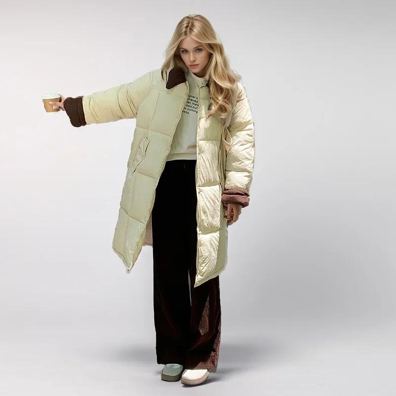 Новая зимняя женская куртка из хлопка с лацканами, повседневная длинная парка, пальто, демисезонная куртка, женское зимнее пальто