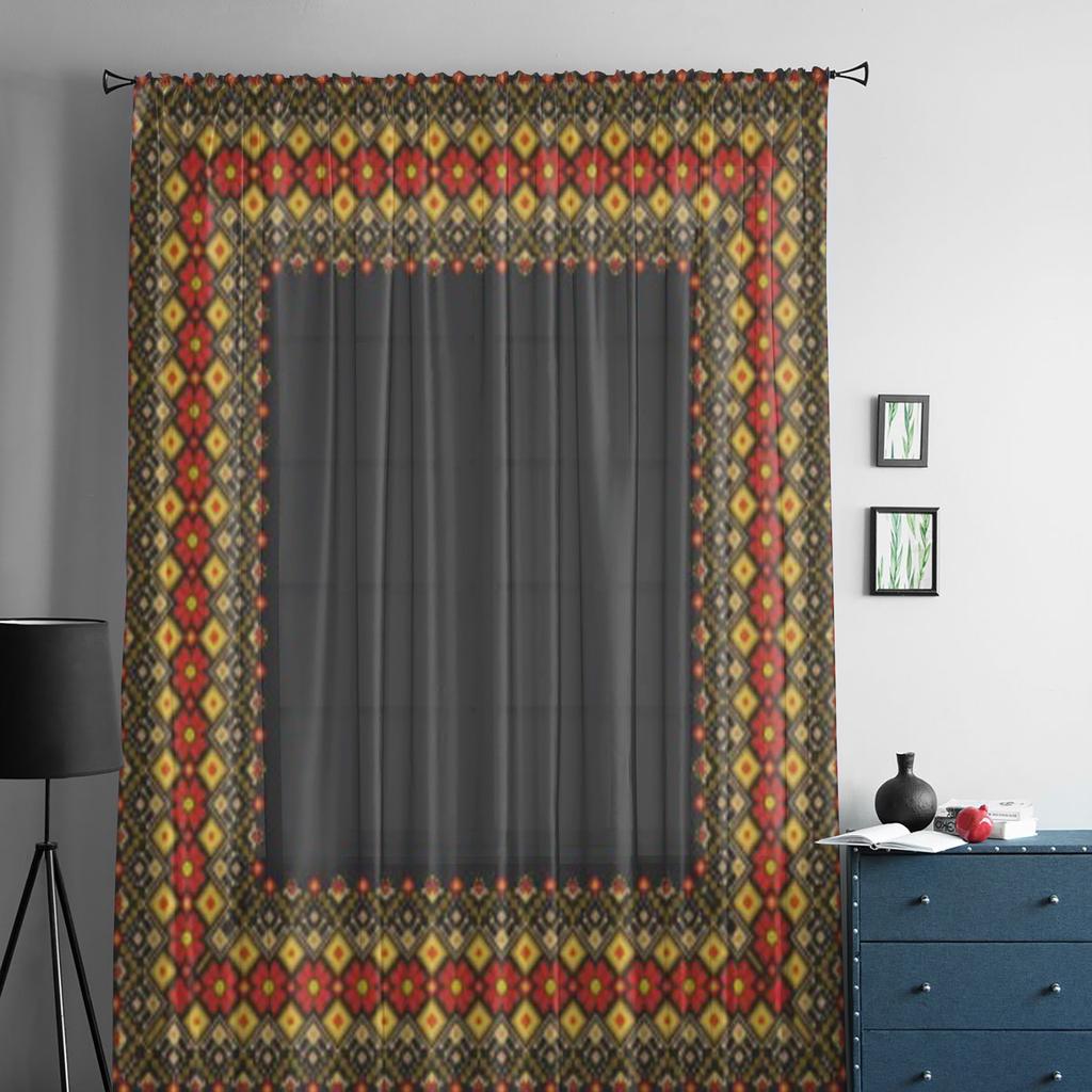 Прозрачные шторы с украинским народным этническим орнаментом для гостиной, прозрачные тюлевые занавески для окон, спальни, кухни, декор, вуаль, шторы