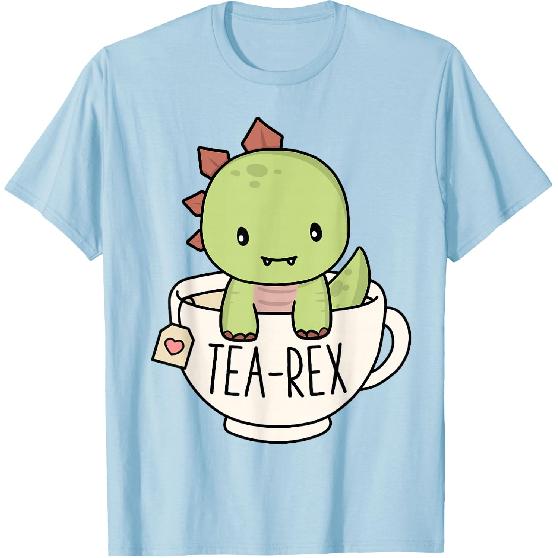 Tea-Rex Милый Тираннозавр Любитель Динозавров Каваи Забавный Дино-Каламбур Футболка
