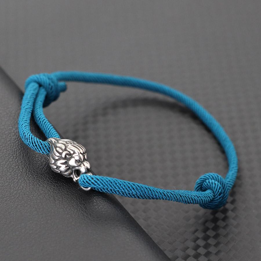 Sterling Silver Titanium Steel Lion Bracelet Men Red Rope Women Braided Hand Ropes Couple Good Luck Jewellery