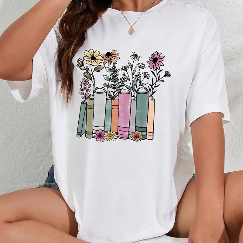 Модная женская креативная футболка с цветочным принтом, забавная повседневная футболка с круглым вырезом и короткими рукавами, летняя женская футболка
