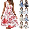 Женское летнее модное свободное платье с V-образным вырезом, без рукавов, на шнуровке, с цветочным принтом