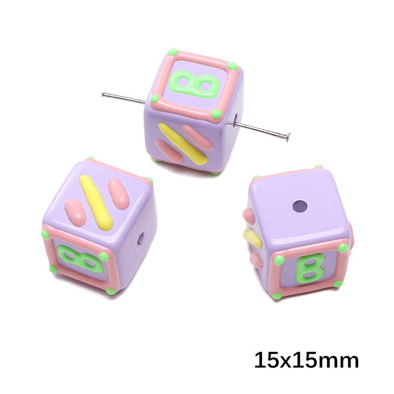 Handmade Beads Acrylic Double-sided Hand-painted Round Beads Graffiti Handmade Beads Diy Weaving Cell Phone Chain String Loose Beads Material