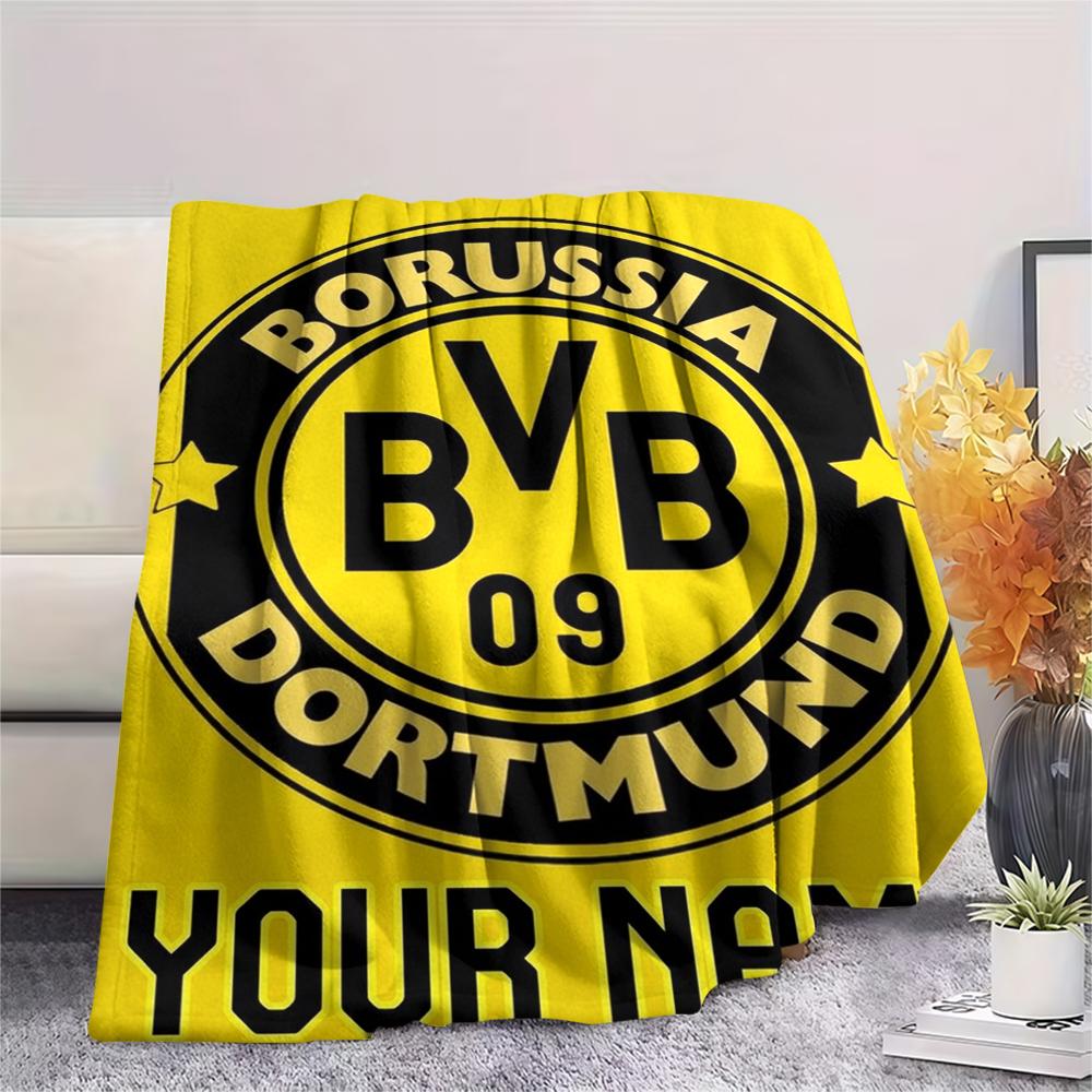 1PC Custom Name Dortmund Patterned Flannel Blanket Suitable For All Seasons for Home Decor Warmth and Comfort Gifts Holiday Present_lx