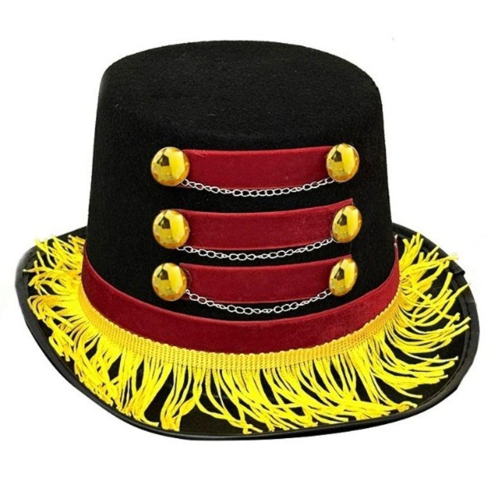 Шляпки-fascinator в винтажном стиле с кисточками, золотая бахрома, красные, черные цвета, черная цирковая шляпа, золотые цепочки, винтажный стиль