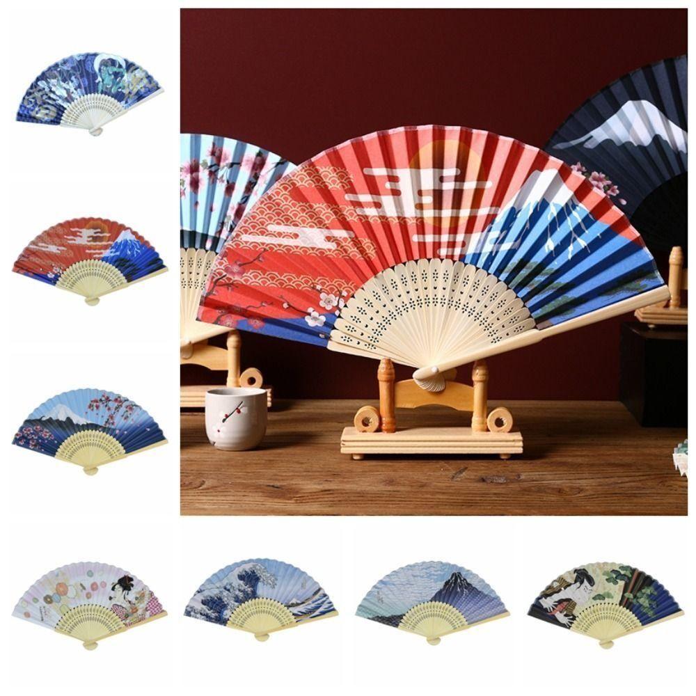 Bamboo Handle Folding Fan Paper Fan New Props Fan