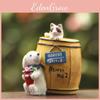 Cute Cartoon Wine Barrel Cat And Dog Mini Model Ornament For Decoration Garden
