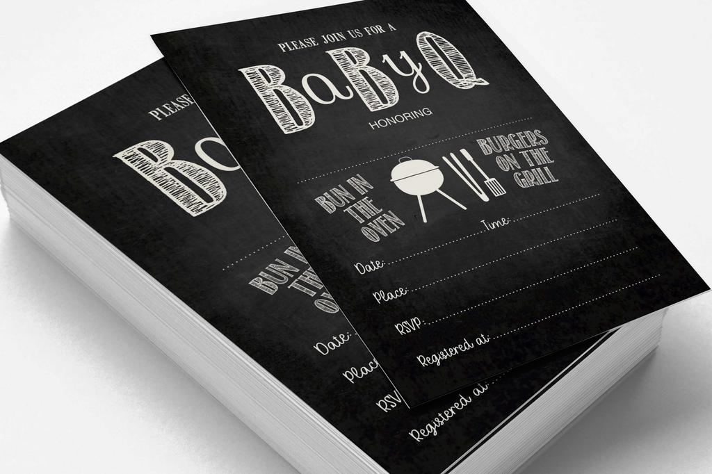 Inkdotpot Pack Of 30 Baby Shower Invites, Bun In Th Oven BBQ Party Invitations, Fill In Blank Invitations With Envelopes 5 x 7 inches