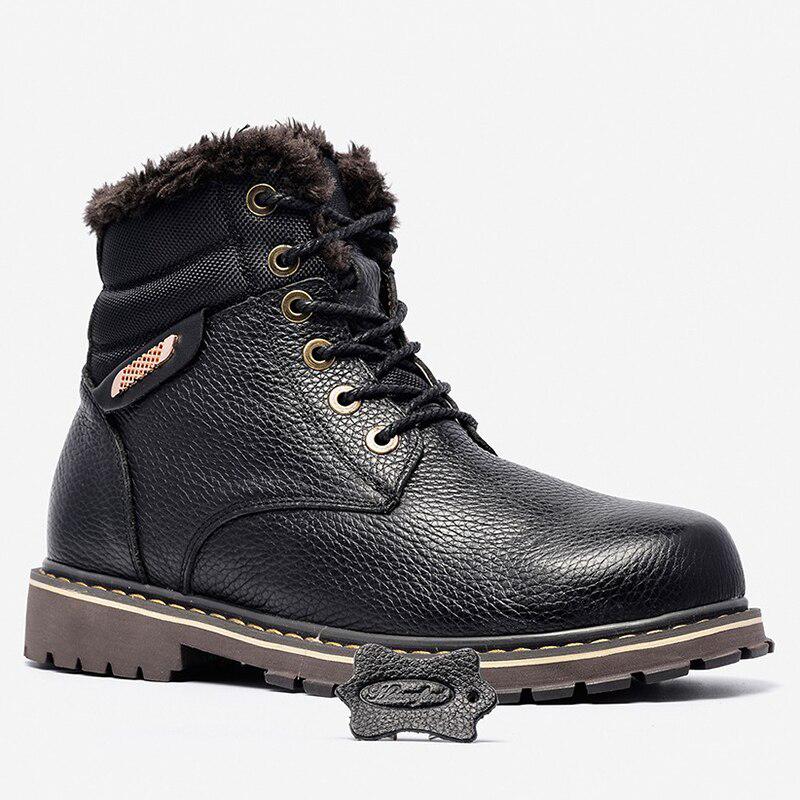Теплые мужские зимние ботинки из натуральной кожи ручной работы из натуральной кожи