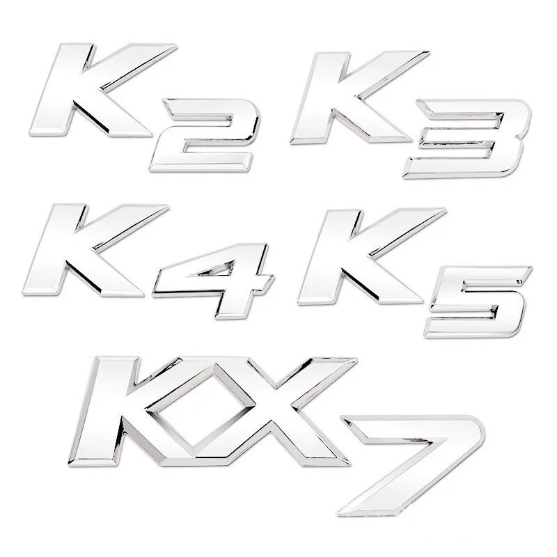 HRHT5 3D Metal Chrome Black K2 K3 K4 K5 KX7 Letters Logo Rear Boot Trunk Emblem Badge Sticker For Kia Car Styling Accessories