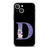 Чехол для телефона с фиолетовым цветком и буквами для iPhone 17 16 15 Pro Max 11 12 13 14 7 8 Plus SE 2020 X XR XS Cover Мягкий Черный