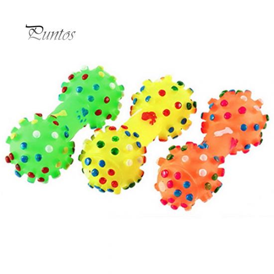 Pet Puppy Sound Polka Dot Squeaky Rubber DumbBone Жевательная игрушка