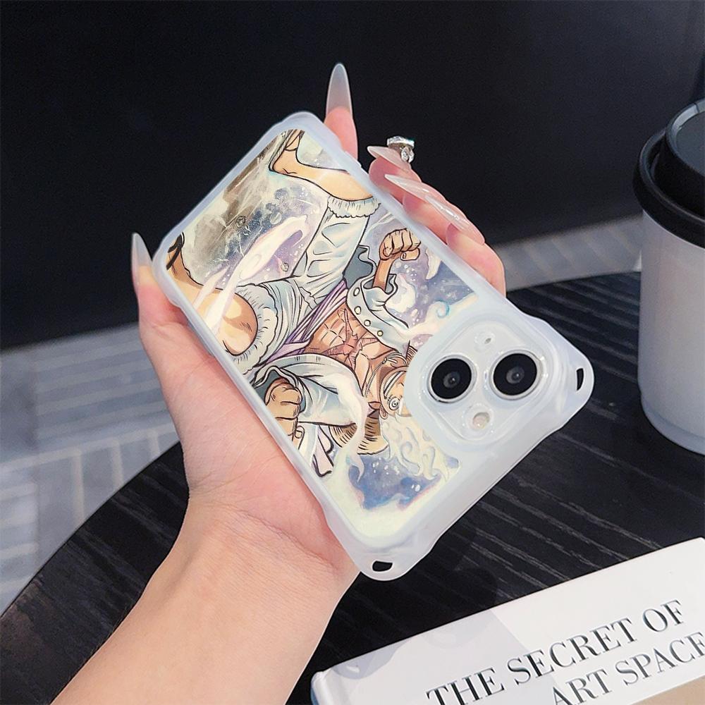 Мягкие чехлы для телефонов Ae92 One Piece Luffy Gear 5 для iPhone 16 15 14 13 12 11 Pro Max 7 8 Plus XR XS с ремешком на запястье, защитным шнурком для углов, задняя крышка