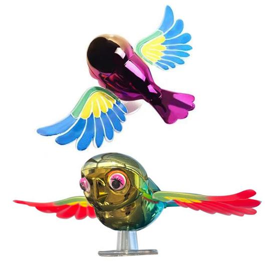 1/2Pcs Imitation Bird Car Decorative Flying Birds with Wind-Activated Swinging Wings Wind Speed Activated Bird Vehicle Decor
