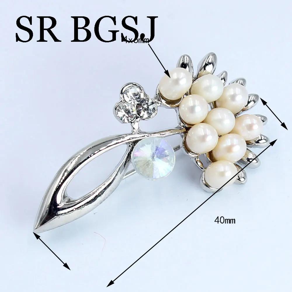 Роскошные украшения 100% Натуральный пресноводный жемчуг Свадебное микроинкрустированное цирконом Пальто Женские аксессуары на все случаи жизни Брошь-булавка