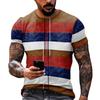 Fashion Striped Print - Men's Casual Round Neck Short Sleeved T-shirt
