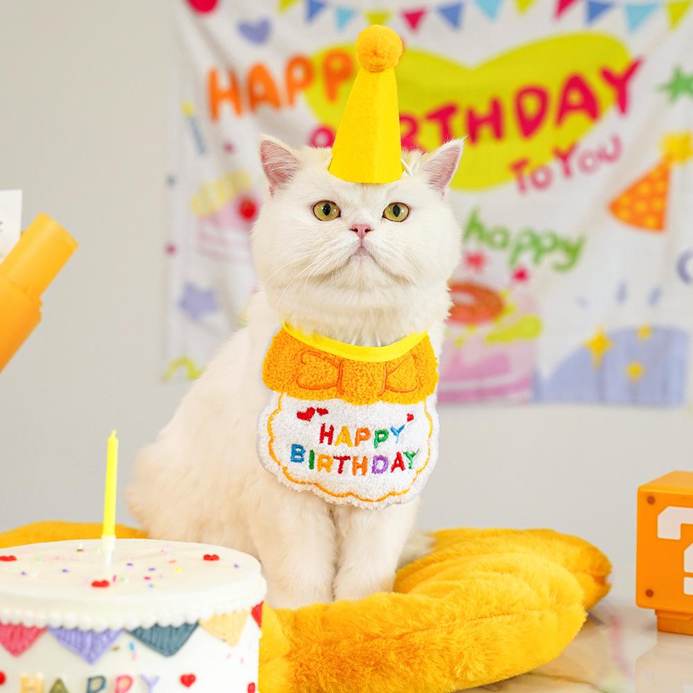 Pet Party Birthday Dress Up Saliva Scarf Bib Scarf Dog Cat Hat Accessories Supplies