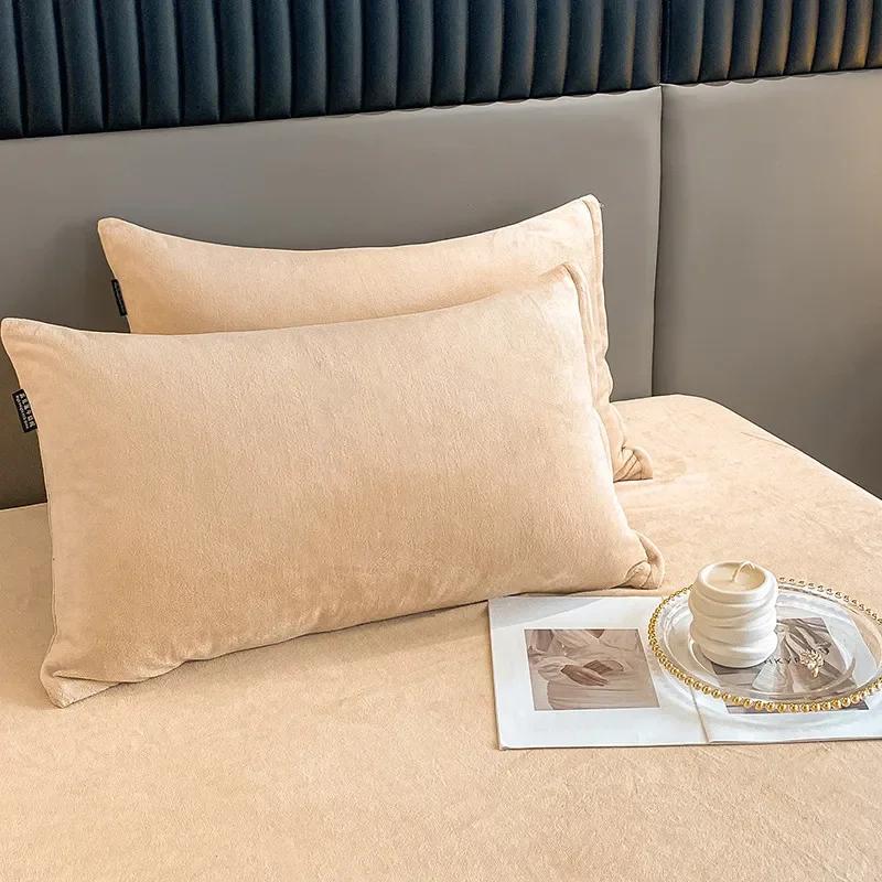 Velvet Fabric Pillowcase Bedding Sleeping Pillowcover High Quality Solid Color Pillow Cover Winter Warm Flannel Pillow Case