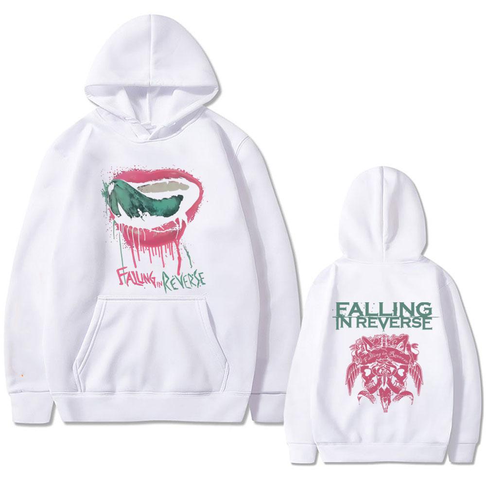 Худи Rock Band Falling in Reverse с двусторонним принтом для мужчин и женщин, винтажное, готическое, панк, с капюшоном, мужское, оверсайз, уличная одежда