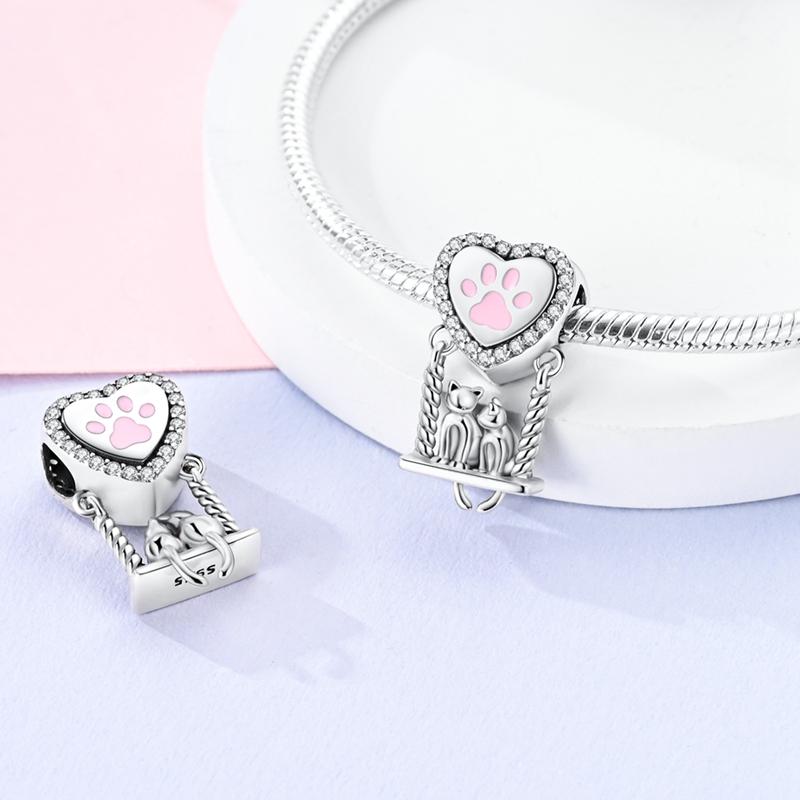Plated 925 Silver YouthCute Claw Charms Fit 925 Charms Bracelet Beads Jewelry Gifts for Women