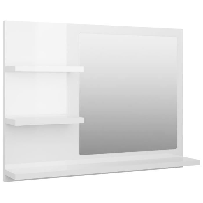 VidaXL Miroir de salle de bain Blanc brillant 60x10,5x45 cm Aggloméré 805012