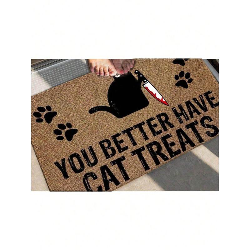 Черный коврик для двери с котенком Держи нож с кровью Лучше бы у тебя был кот Принтованные ковры для гостиной В помещении Приветственный Смешной коврик Домашний декор