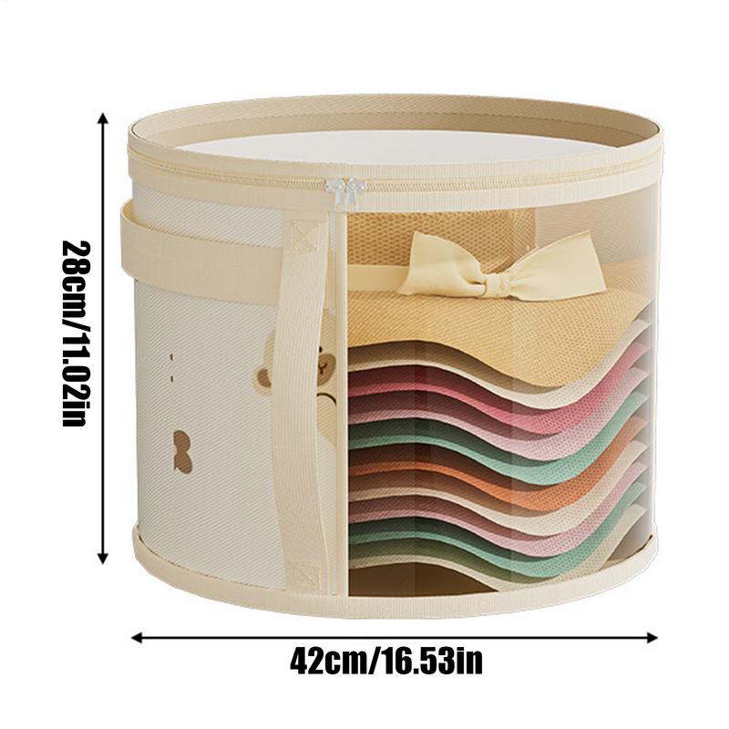 Round Hat Box Hat Storage Box Organizer Dustproof Foldable Portable Protective Transparent Carrier For Suitcase Closet Traveling