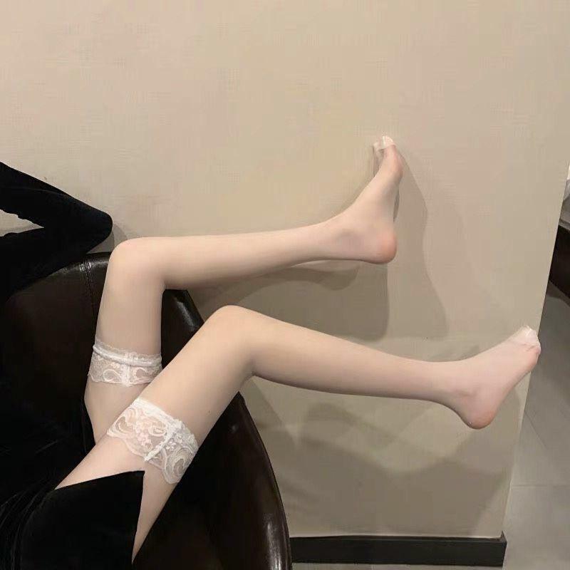 1 Pair Black Lace Stockings Thin Women Long Tube Over The Knee Lace Stockings New High Barrel Socks Japanese Silk Socks