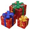 3 шт./набор Рождественские светящиеся подарочные коробки Светодиодная подсветка Штабелируемая вкладываемая коробка с бантом для Рождества Внутреннее Наружное Домашний Двор Газон Декор