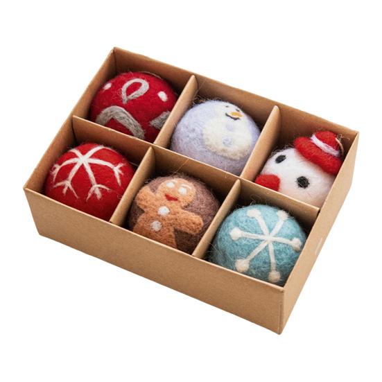 6 шт. Рождественские шары из шерстяного фетра, подвесные шары, диаметр 5 см, фетровые сферы