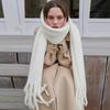 1 шт. Однотонный Мягкий Зимний Теплый Шарф Женский Имитация Кашемира Роскошная Утолщенная Шаль Пашмина С Кисточками Пушистый Шарф Шаль