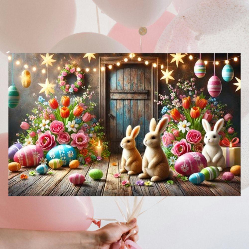 Cartoon Easter Photography Backdrop 180*110cm Easter Hanging Banner Photography Props
